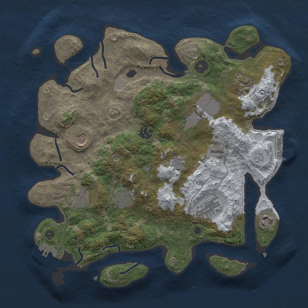 Rust Map: Procedural Map, Size: 3500, Seed: 724997, 18 Monuments