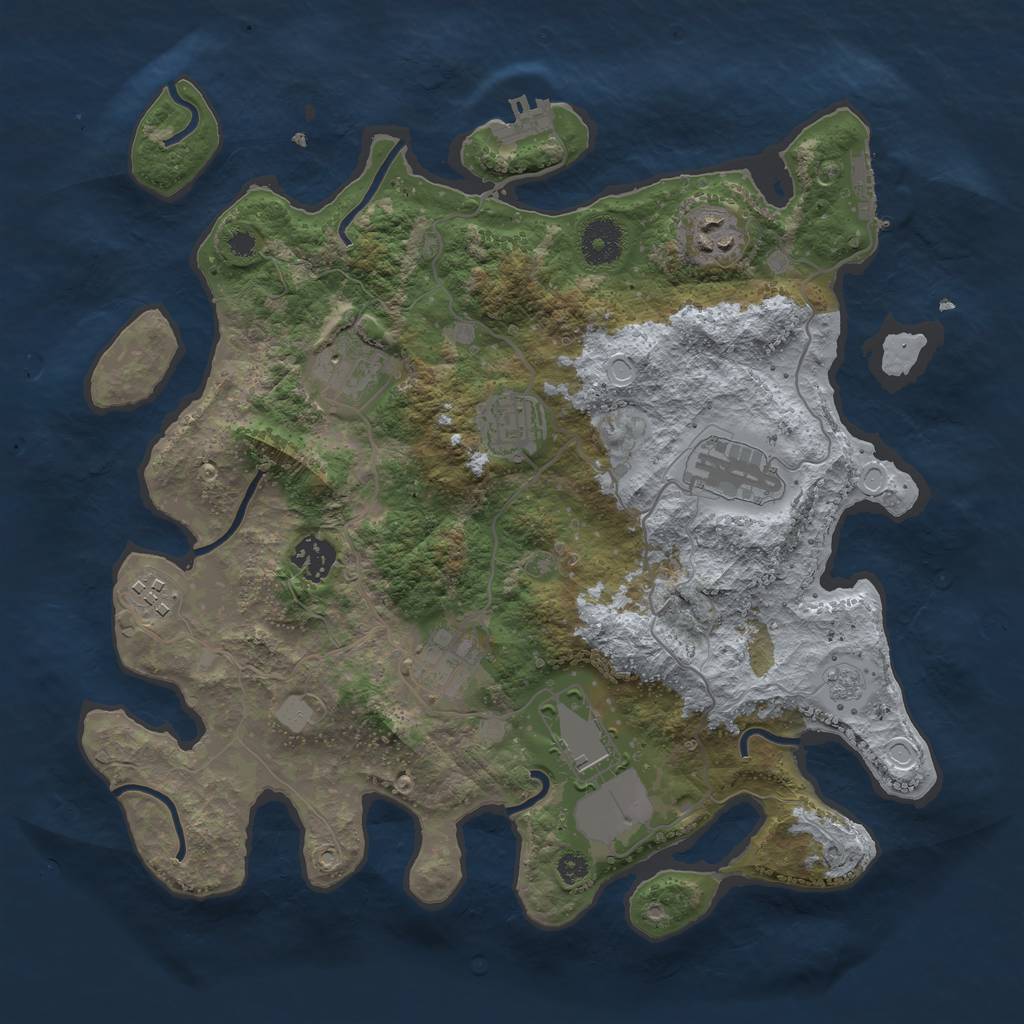 Rust Map: Procedural Map, Size: 3500, Seed: 2094910399, 16 Monuments