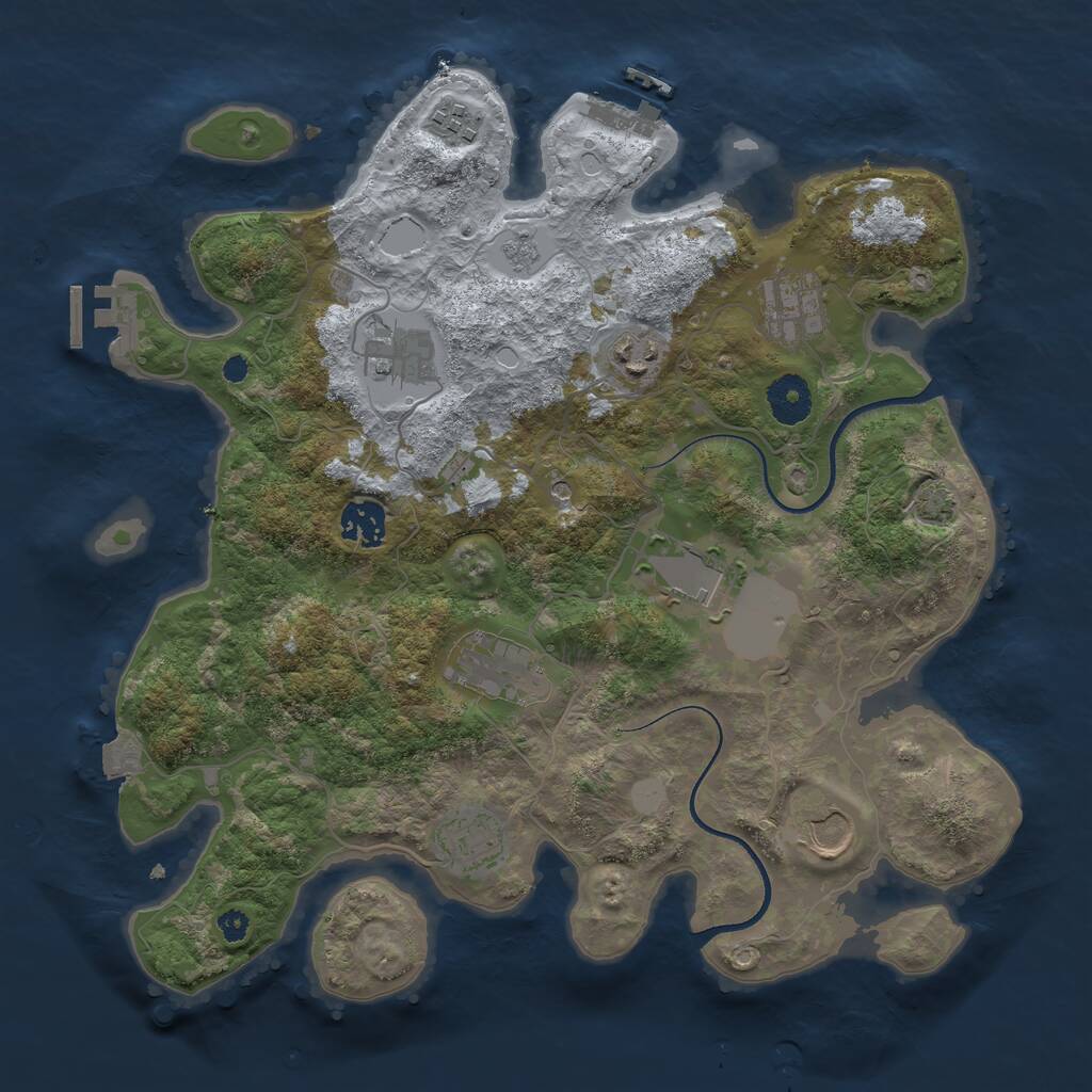 Rust Map: Procedural Map, Size: 3500, Seed: 1081519387, 15 Monuments