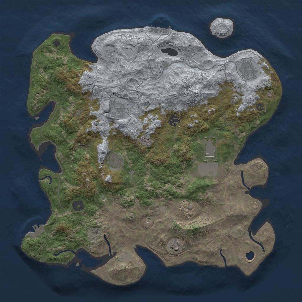 Rust Map: Procedural Map, Size: 4000, Seed: 1433148329, 18 Monuments