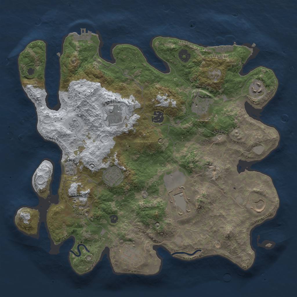 Rust Map: Procedural Map, Size: 3600, Seed: 2554121, 19 Monuments