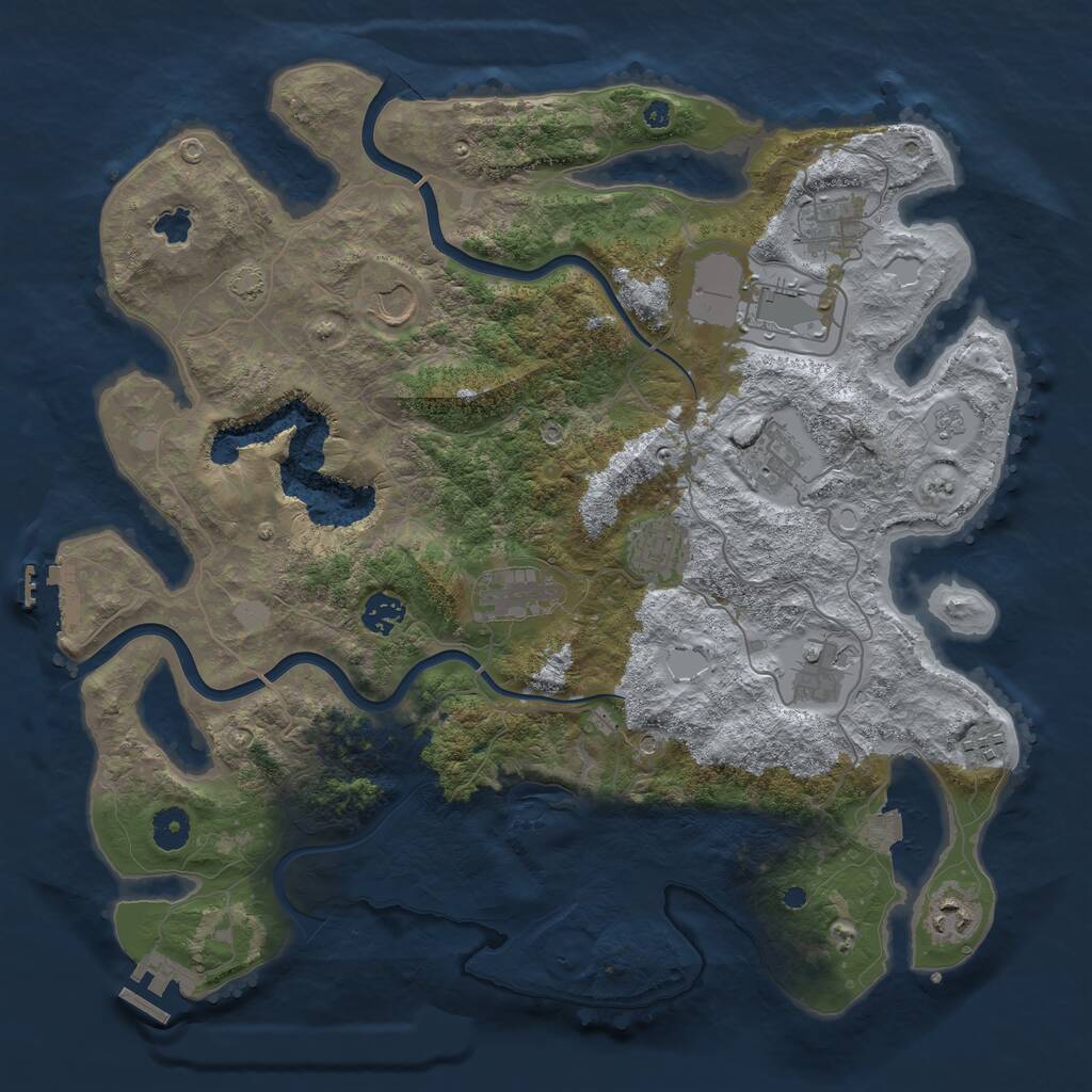 Rust Map: Procedural Map, Size: 4000, Seed: 396393, 16 Monuments
