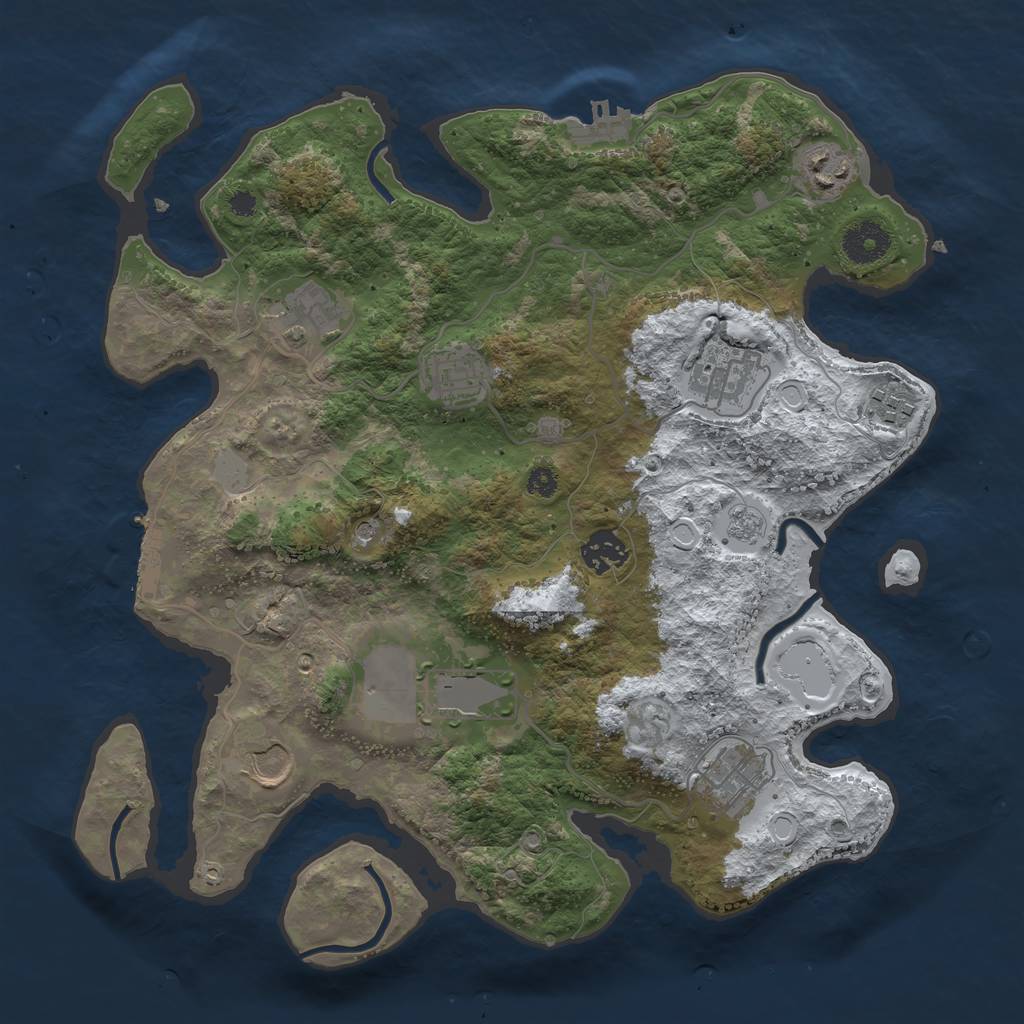 Rust Map: Procedural Map, Size: 3500, Seed: 2072822732, 18 Monuments