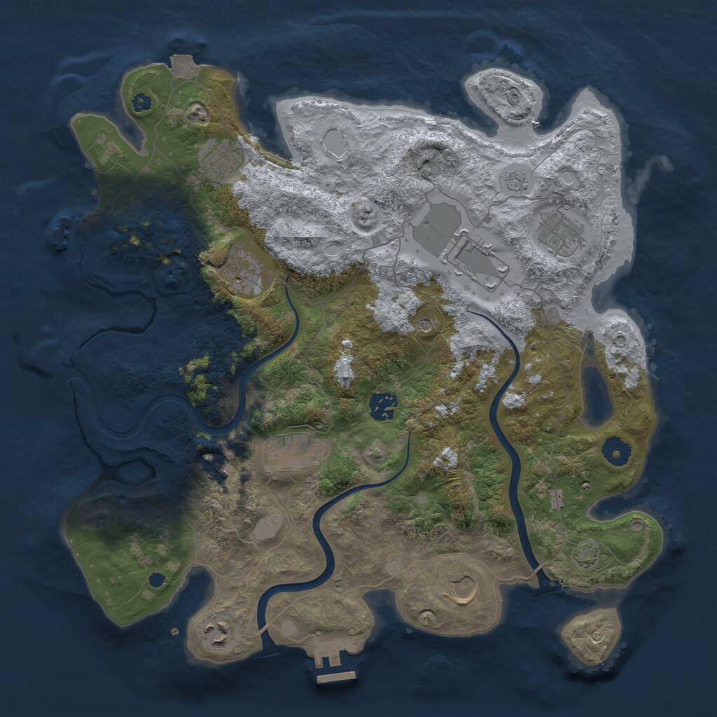 Rust Map: Procedural Map, Size: 3750, Seed: 2085679964, 15 Monuments