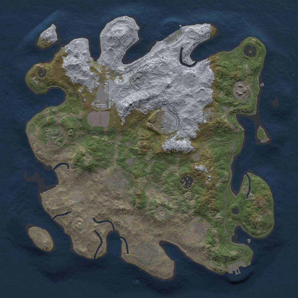 Rust Map: Procedural Map, Size: 3500, Seed: 1111497874, 17 Monuments