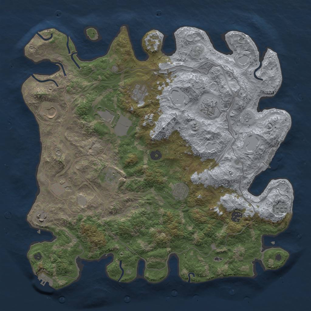 Rust Map: Procedural Map, Size: 4250, Seed: 1841029972, 19 Monuments