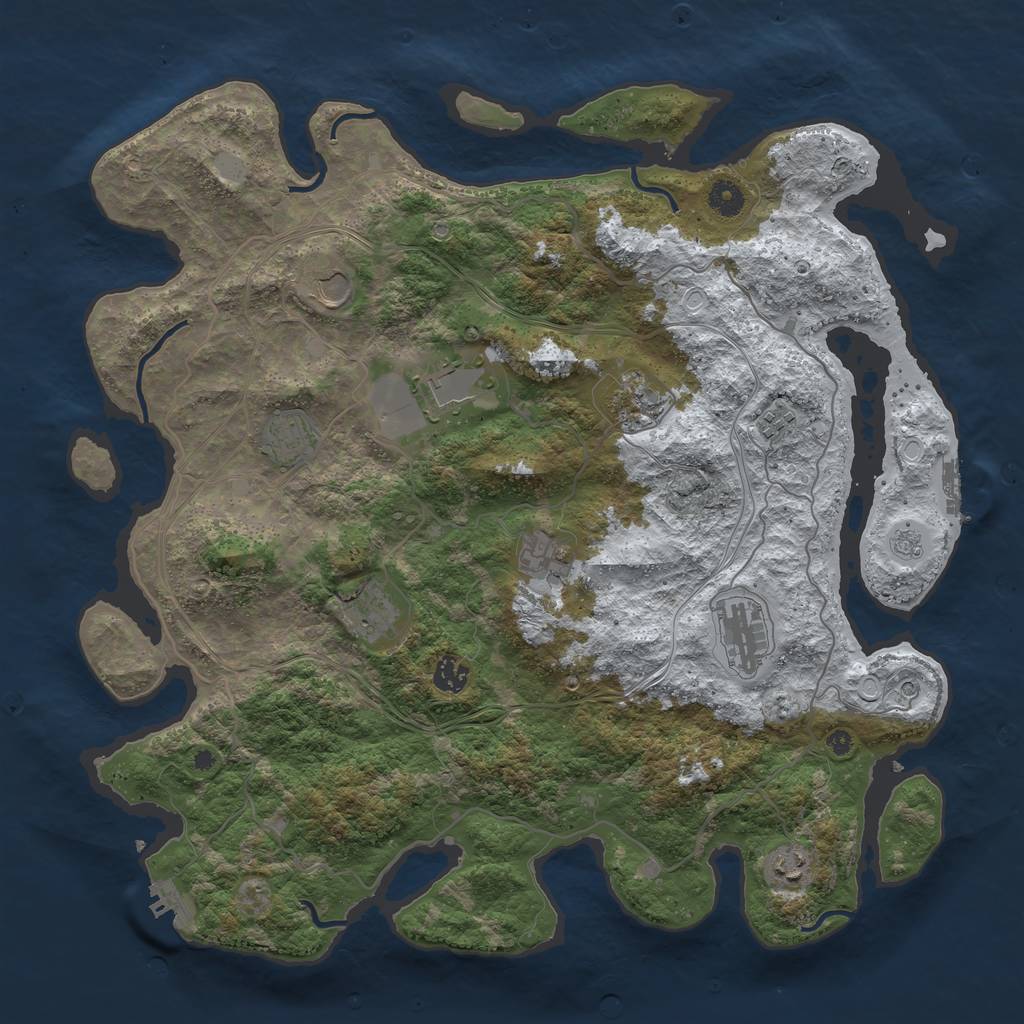Rust Map: Procedural Map, Size: 4300, Seed: 1643883834, 19 Monuments