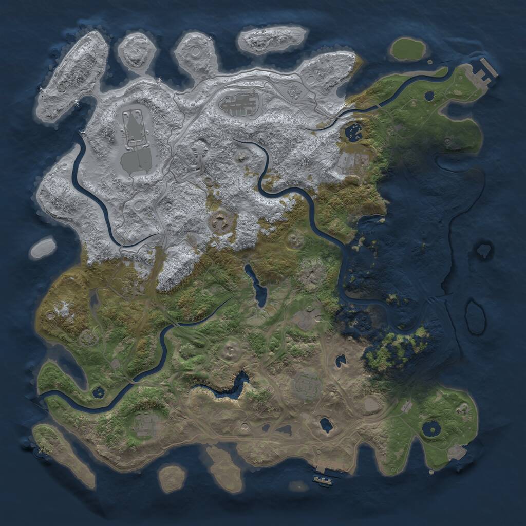 Rust Map: Procedural Map, Size: 4500, Seed: 220520, 16 Monuments