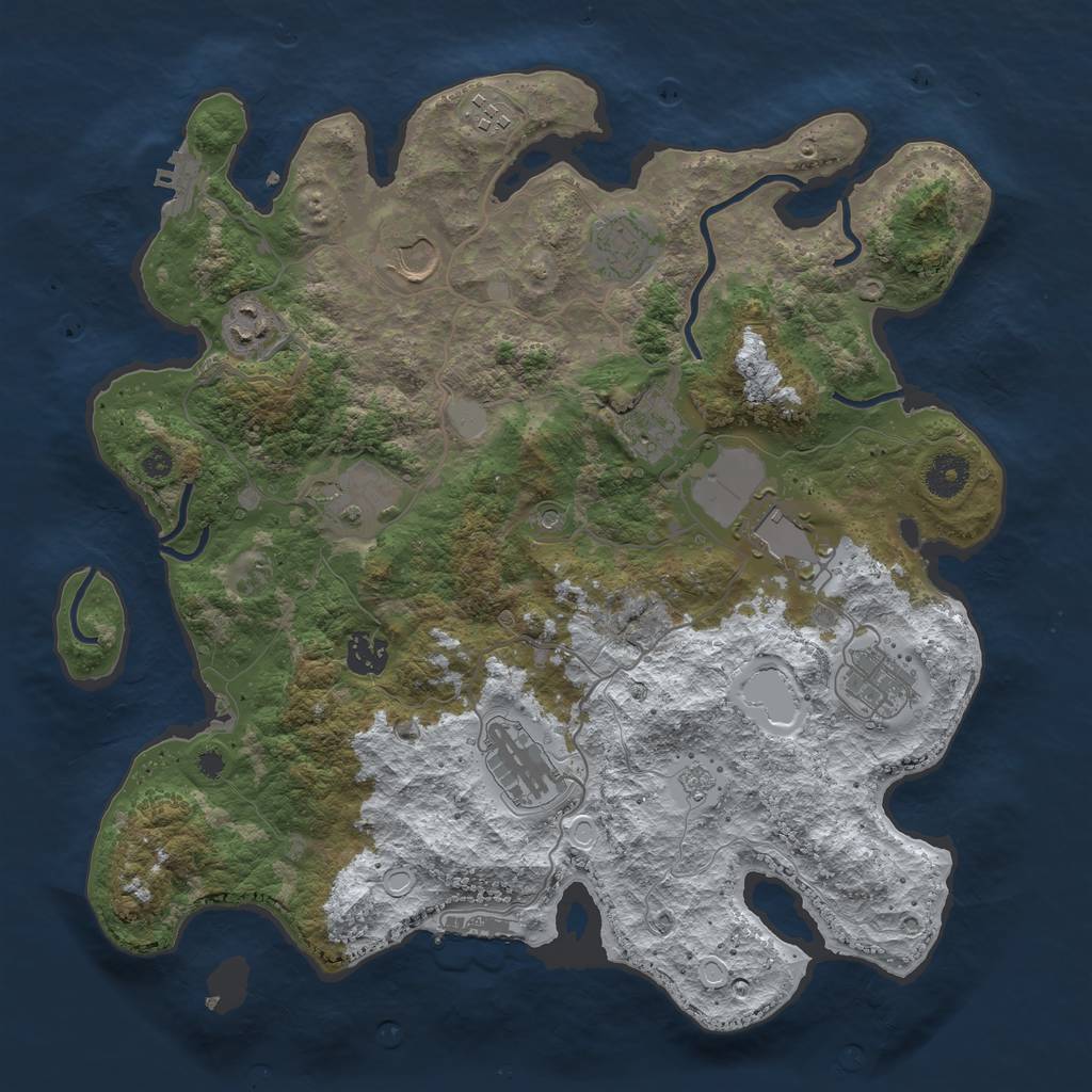 Rust Map: Procedural Map, Size: 3750, Seed: 527194725, 19 Monuments