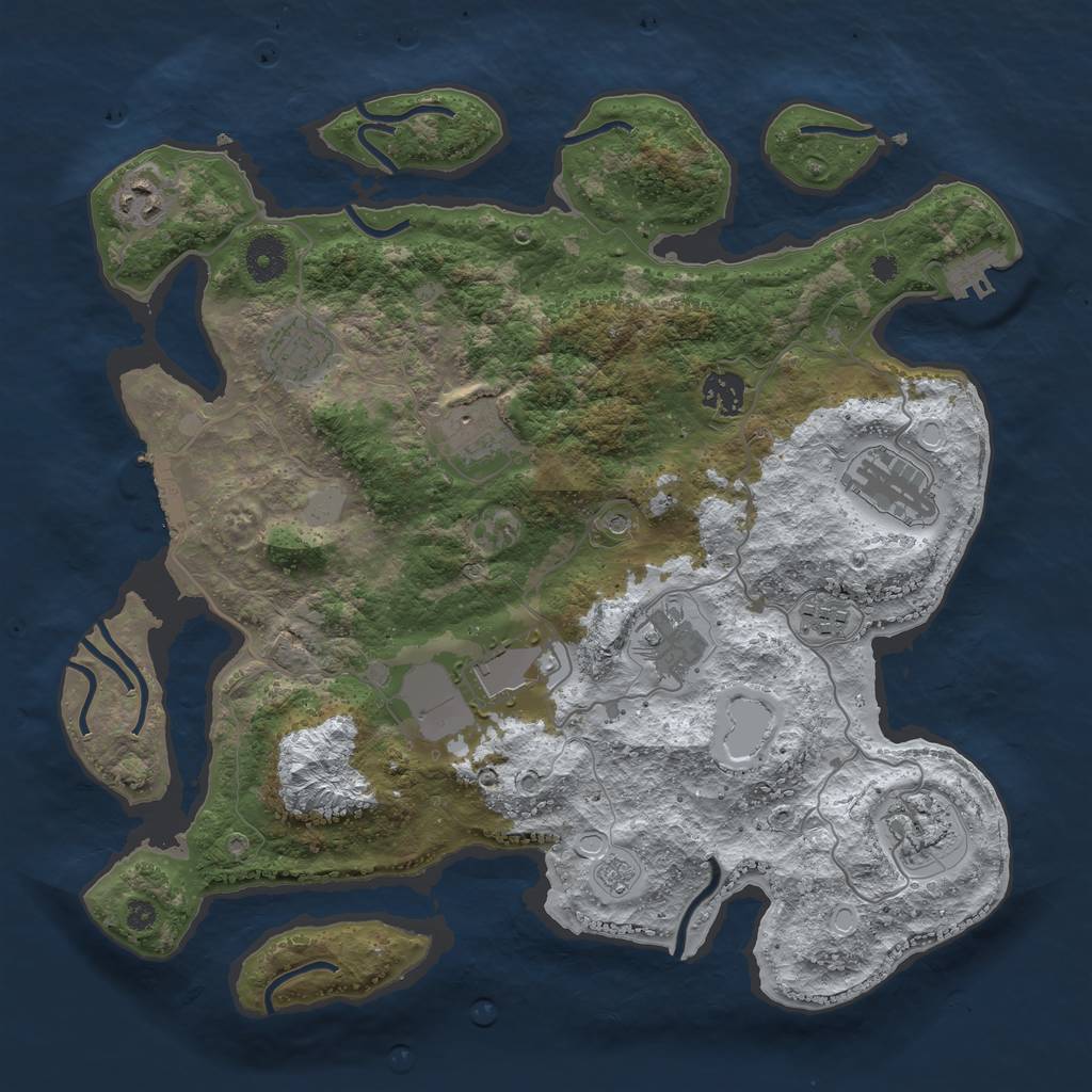 Rust Map: Procedural Map, Size: 3700, Seed: 1922219309, 18 Monuments