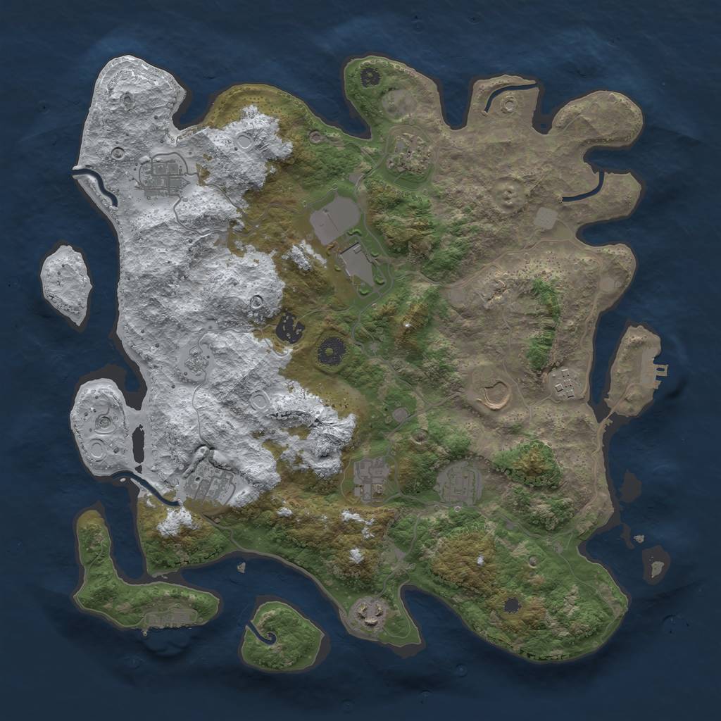 Rust Map: Procedural Map, Size: 3800, Seed: 1612596502, 19 Monuments