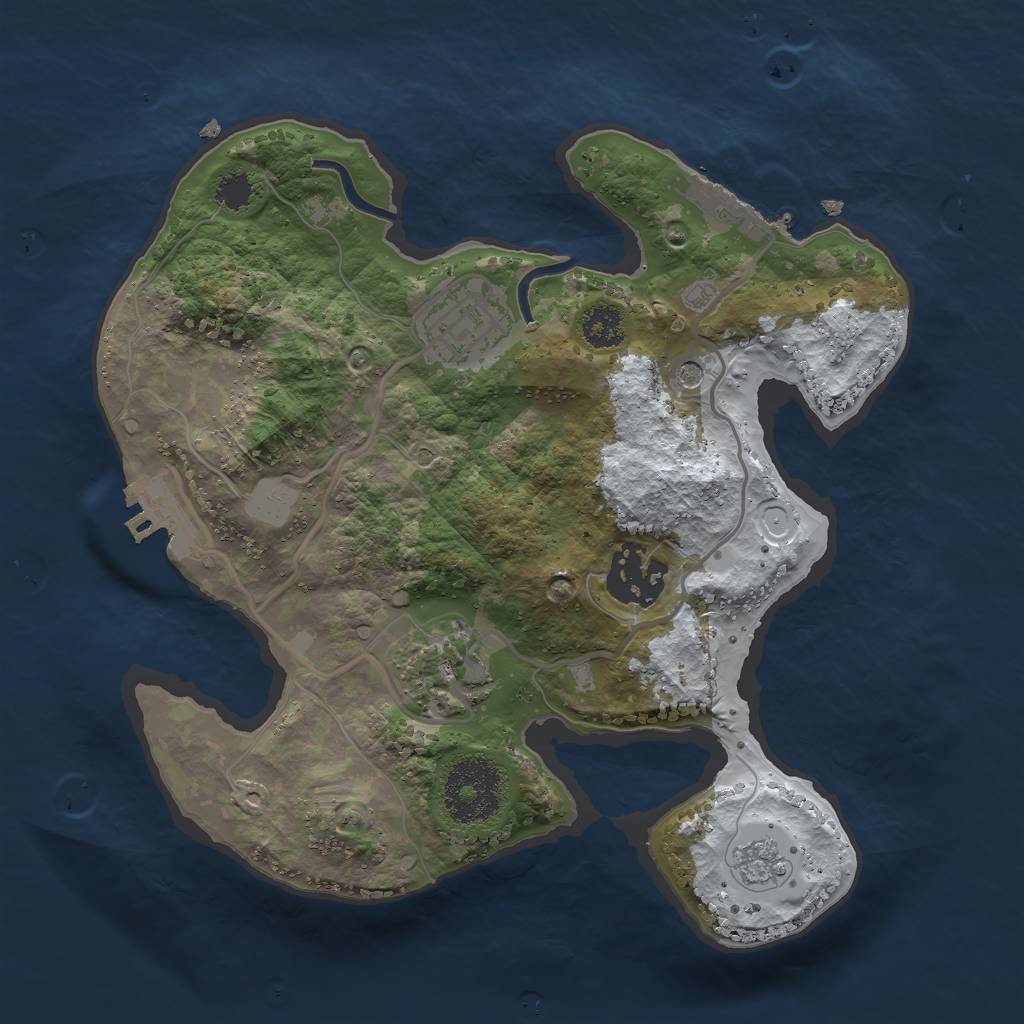 Rust Map: Procedural Map, Size: 2500, Seed: 1291523542, 12 Monuments