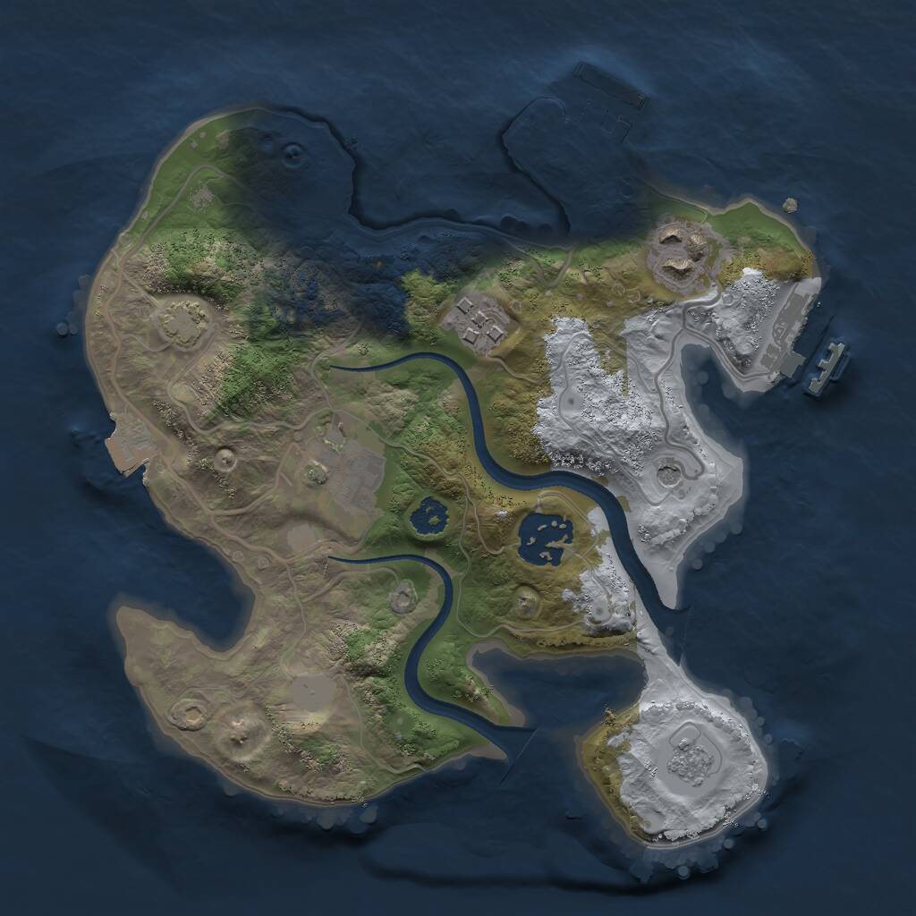Rust Map: Procedural Map, Size: 2500, Seed: 1291523542, 10 Monuments