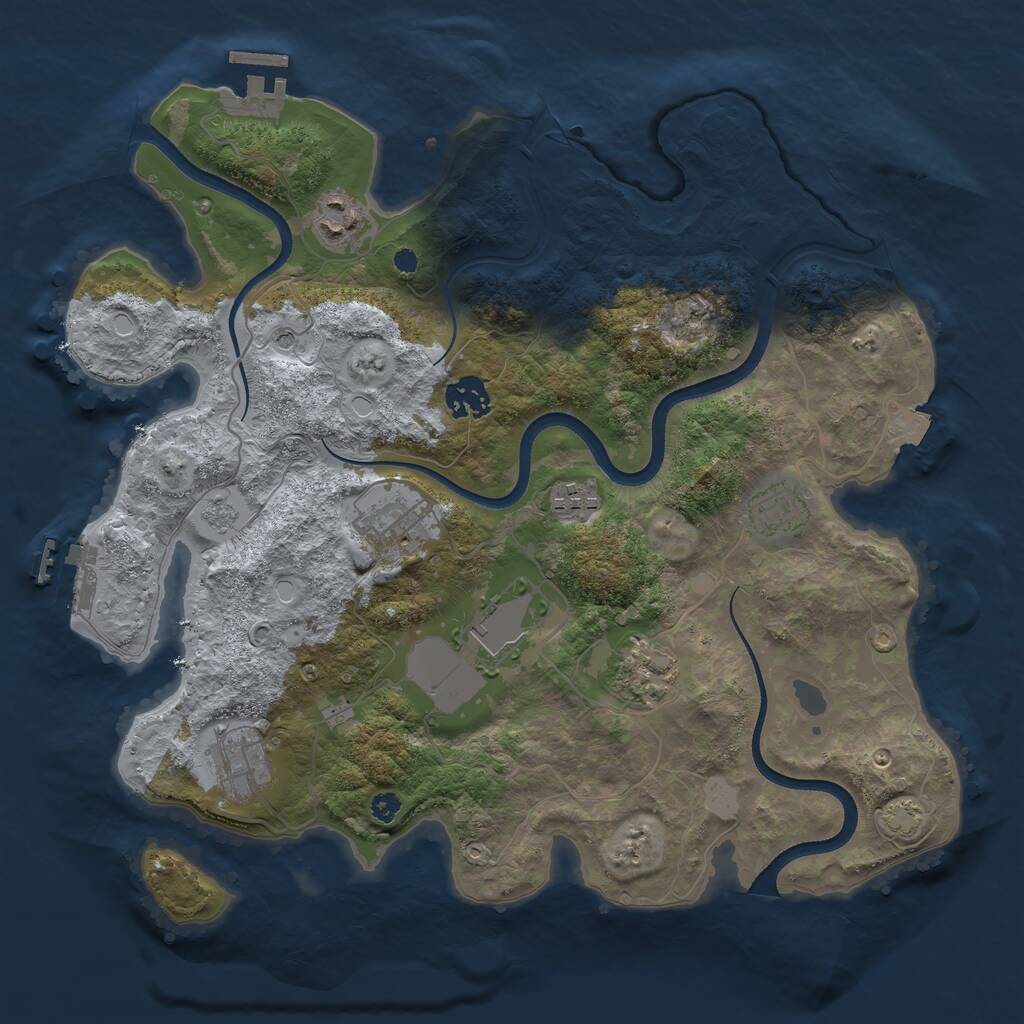 Rust Map: Procedural Map, Size: 3500, Seed: 675558792, 14 Monuments