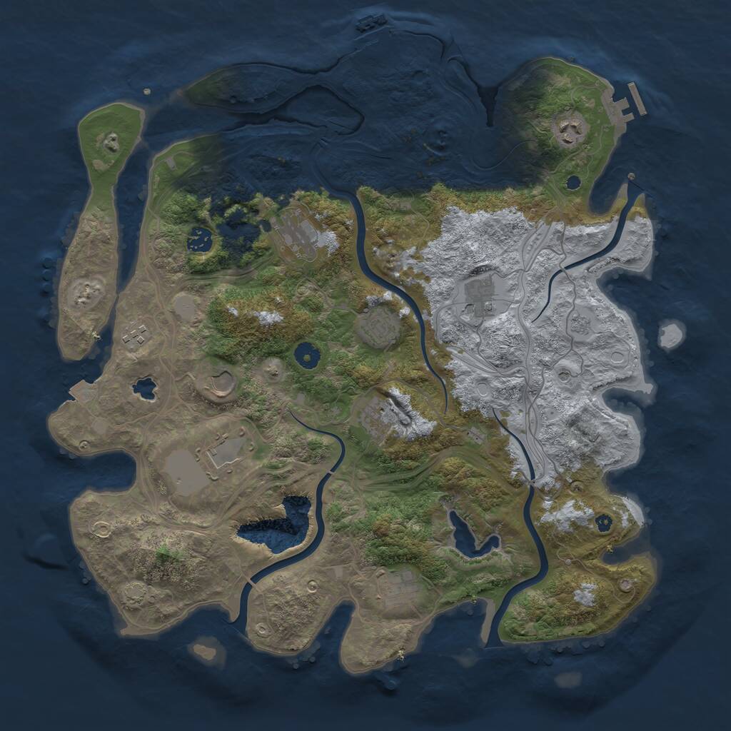 Rust Map: Procedural Map, Size: 4250, Seed: 7605, 16 Monuments