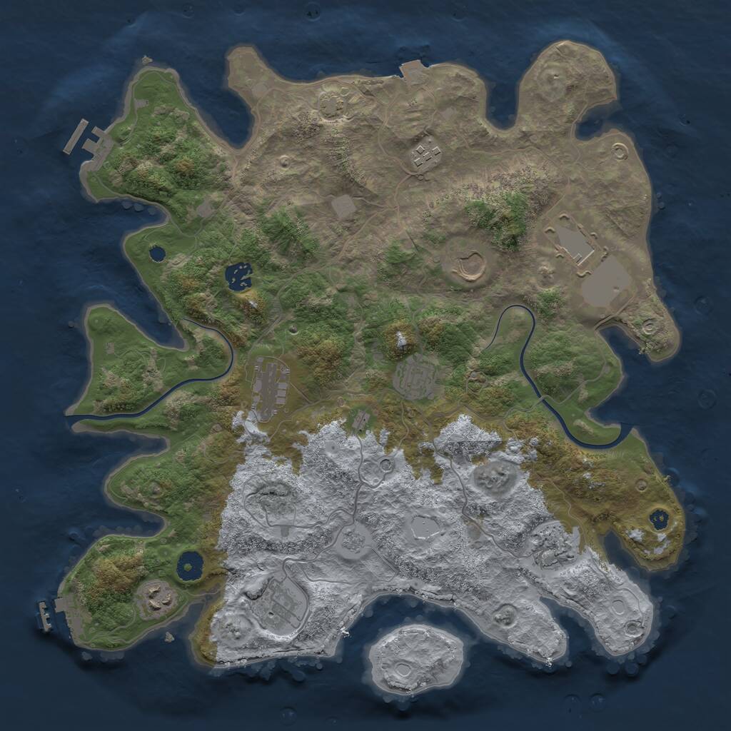 Rust Map: Procedural Map, Size: 3850, Seed: 405892530, 15 Monuments