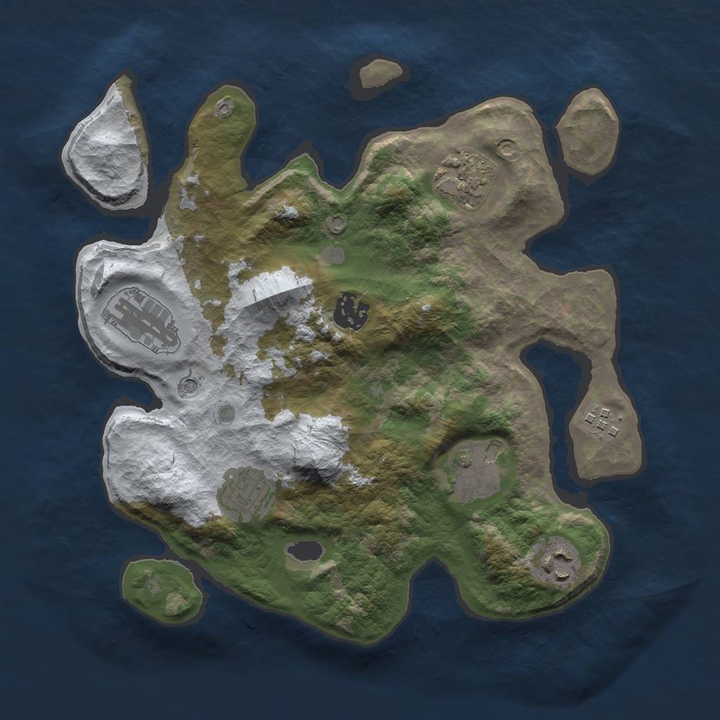 Rust Map: Barren, Size: 3000, Seed: 2551, 10 Monuments