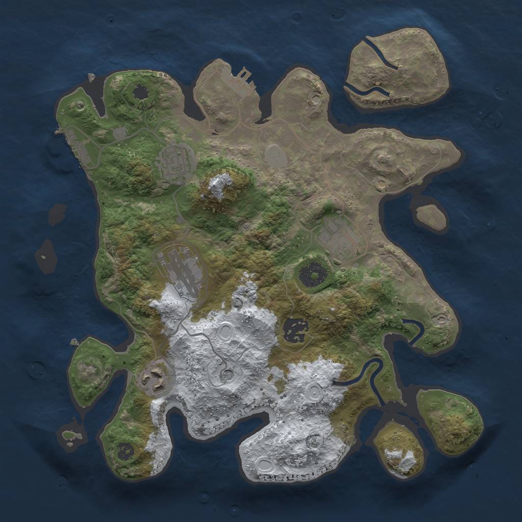 Rust Map: Procedural Map, Size: 3000, Seed: 665984025, 13 Monuments