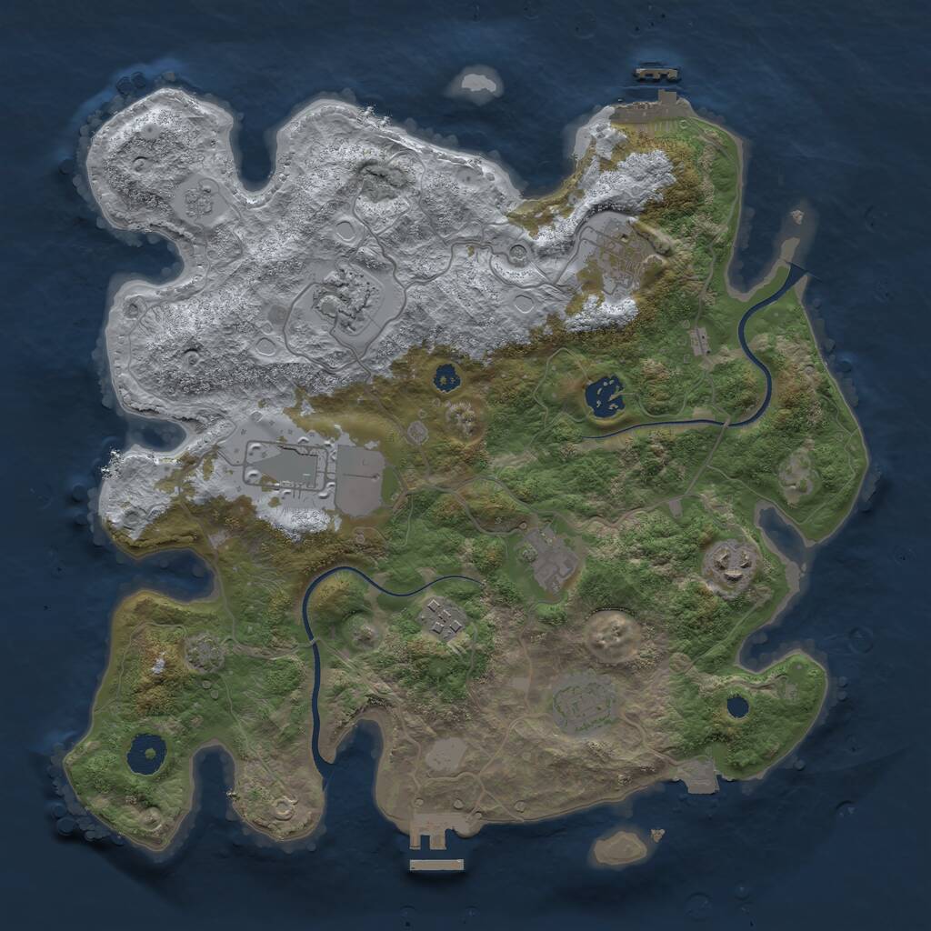 Rust Map: Procedural Map, Size: 3501, Seed: 18563, 14 Monuments