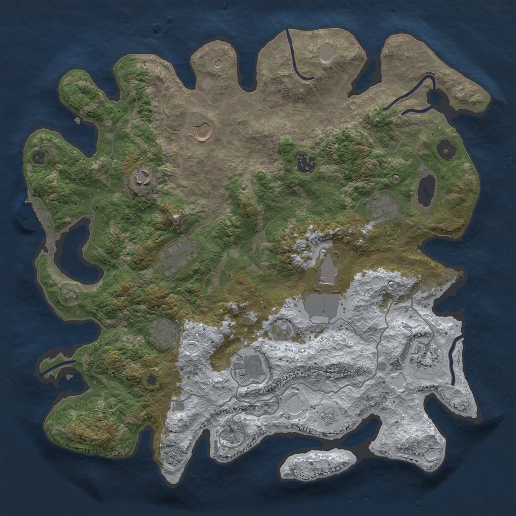 Rust Map: Procedural Map, Size: 4000, Seed: 611753290, 18 Monuments