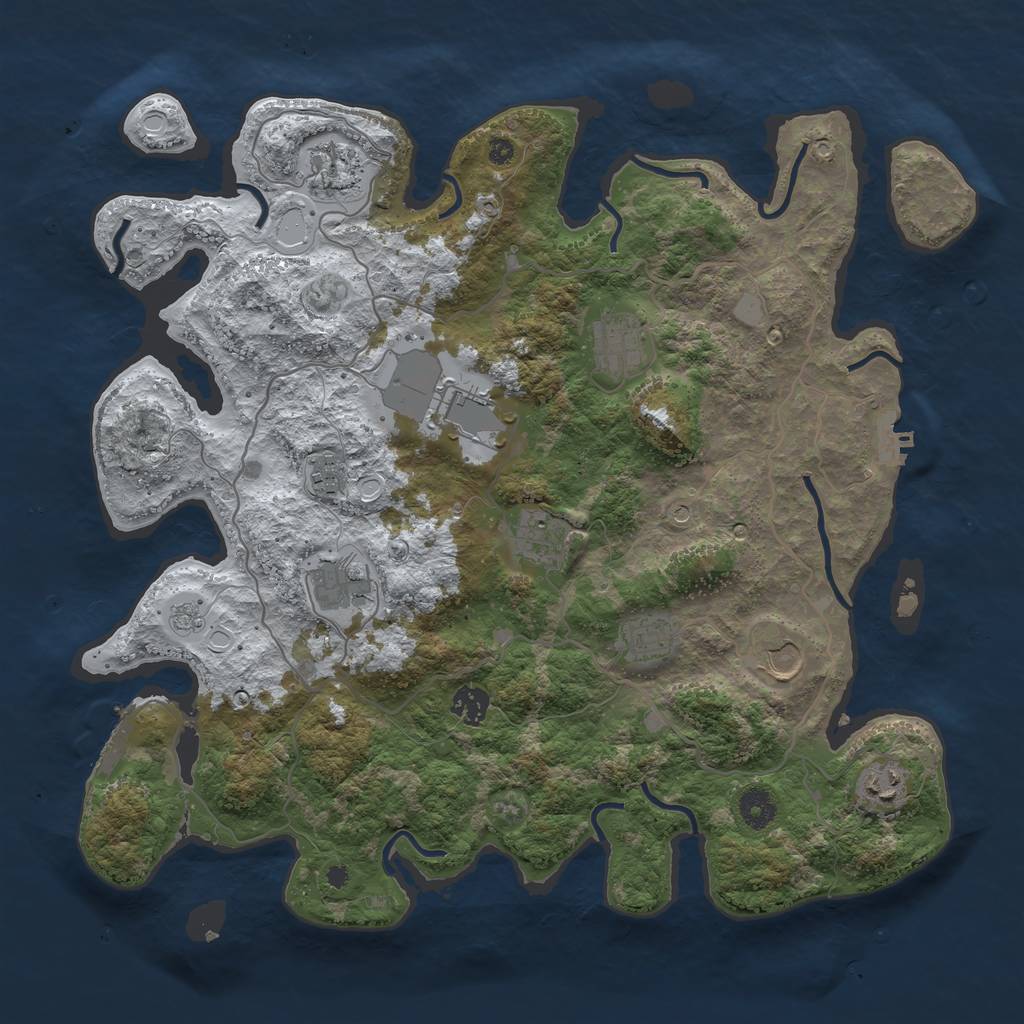 Rust Map: Procedural Map, Size: 4000, Seed: 981413, 19 Monuments