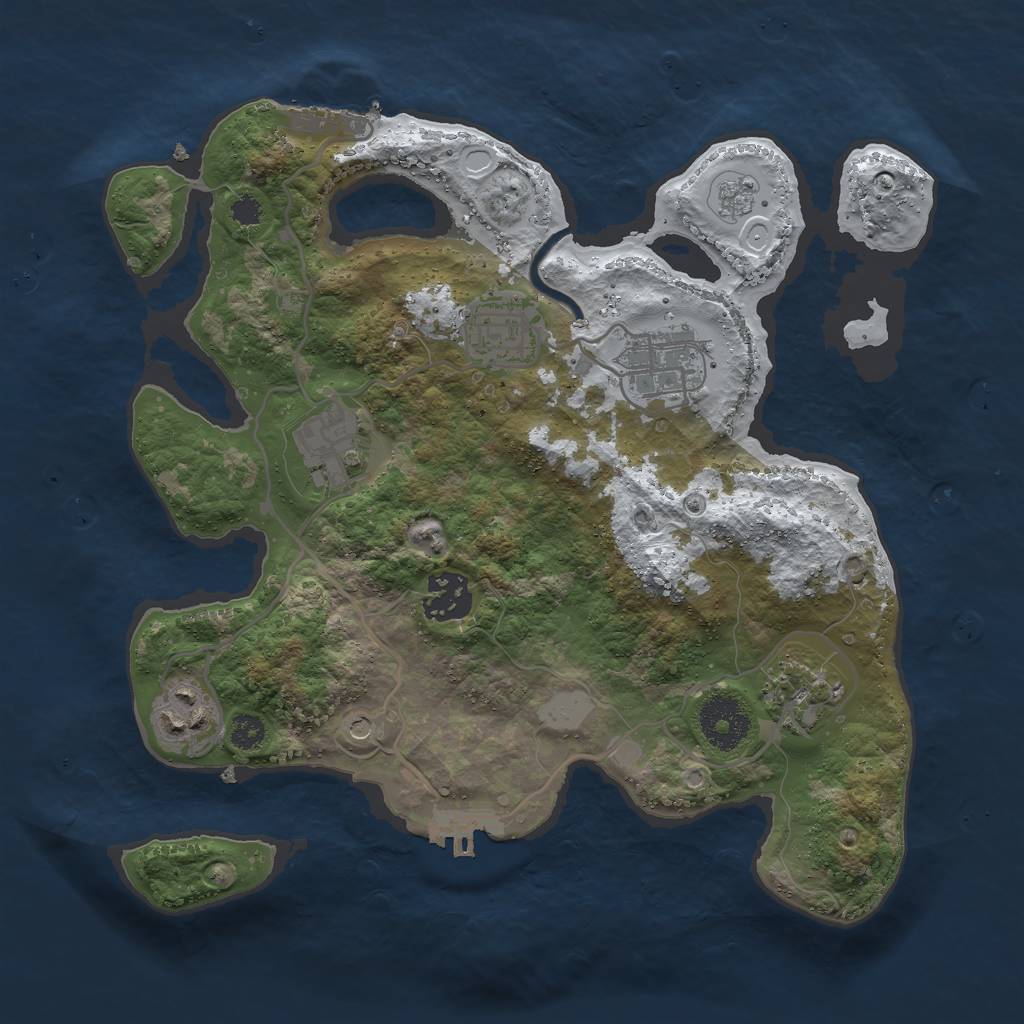 Rust Map: Procedural Map, Size: 3000, Seed: 74644, 15 Monuments