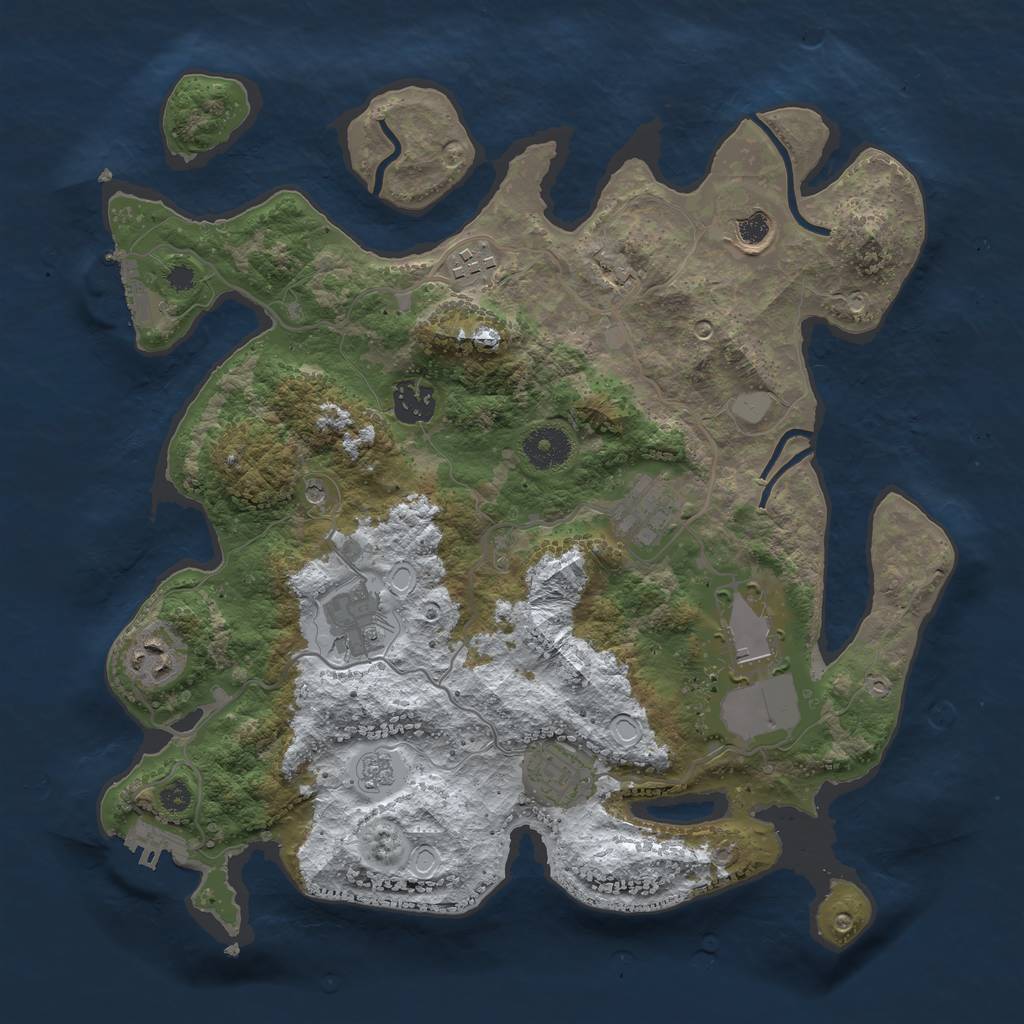 Rust Map: Procedural Map, Size: 3500, Seed: 114742491, 17 Monuments