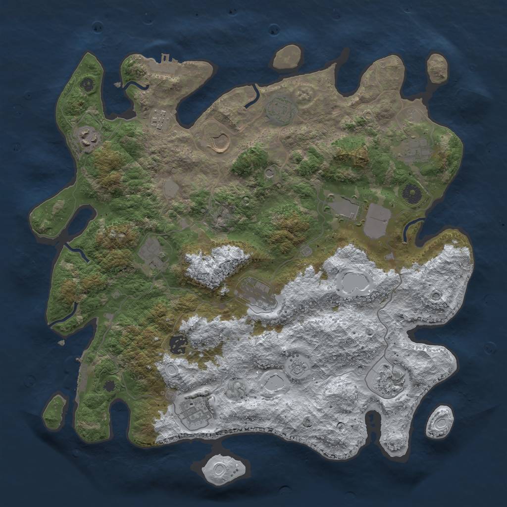 Rust Map: Procedural Map, Size: 3950, Seed: 1093142462, 20 Monuments