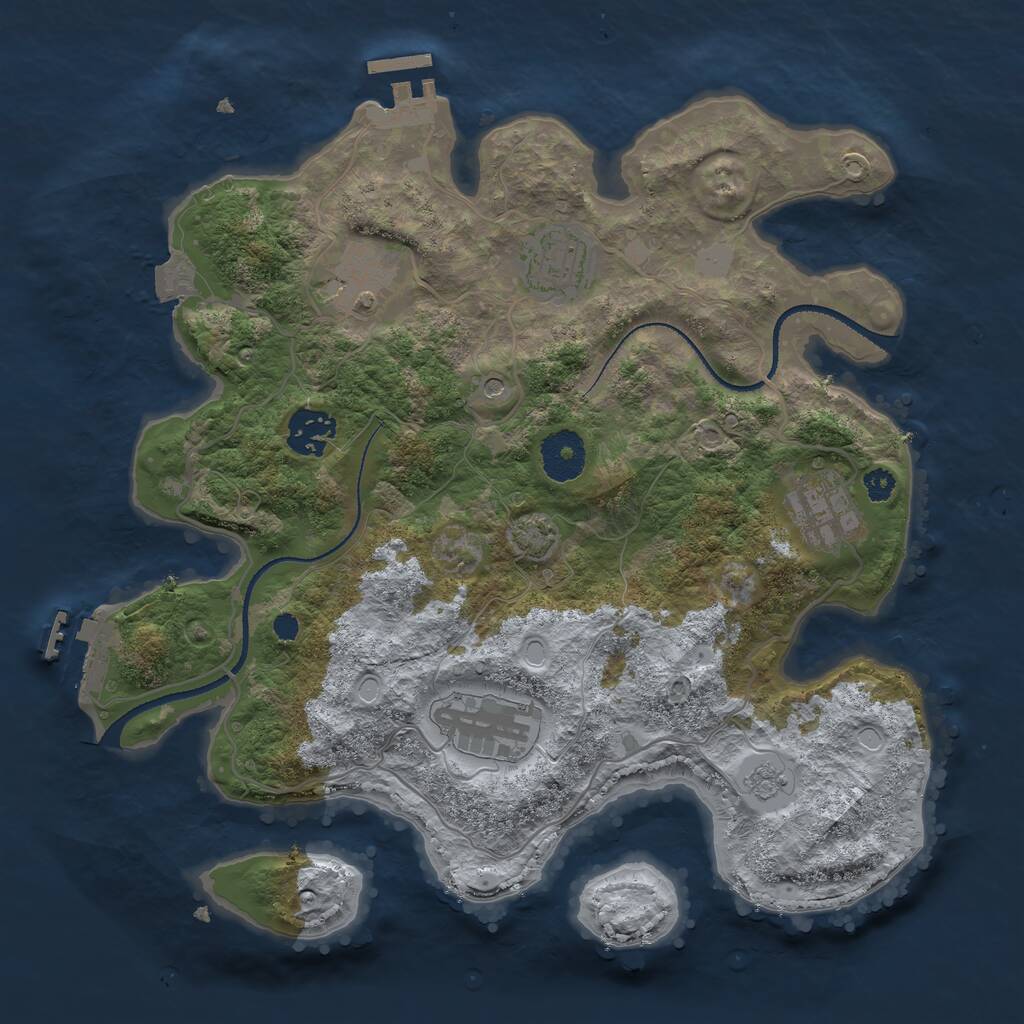 Rust Map: Procedural Map, Size: 3200, Seed: 14145, 11 Monuments