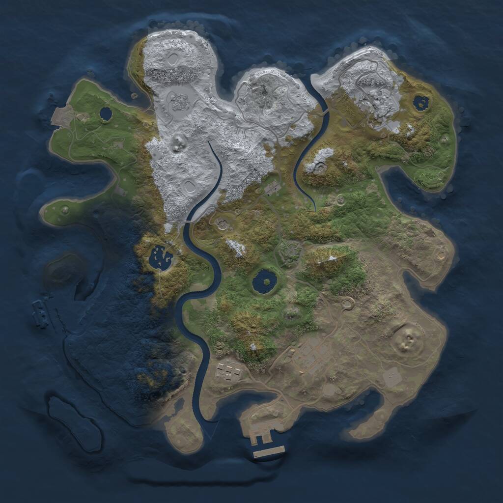 Rust Map: Procedural Map, Size: 3200, Seed: 303, 10 Monuments