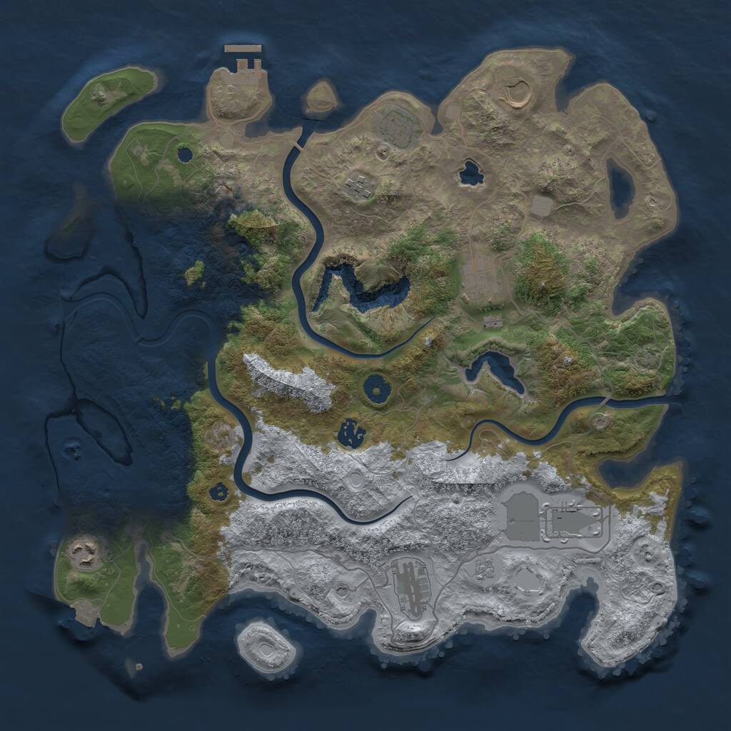 Rust Map: Procedural Map, Size: 4000, Seed: 350992324, 13 Monuments