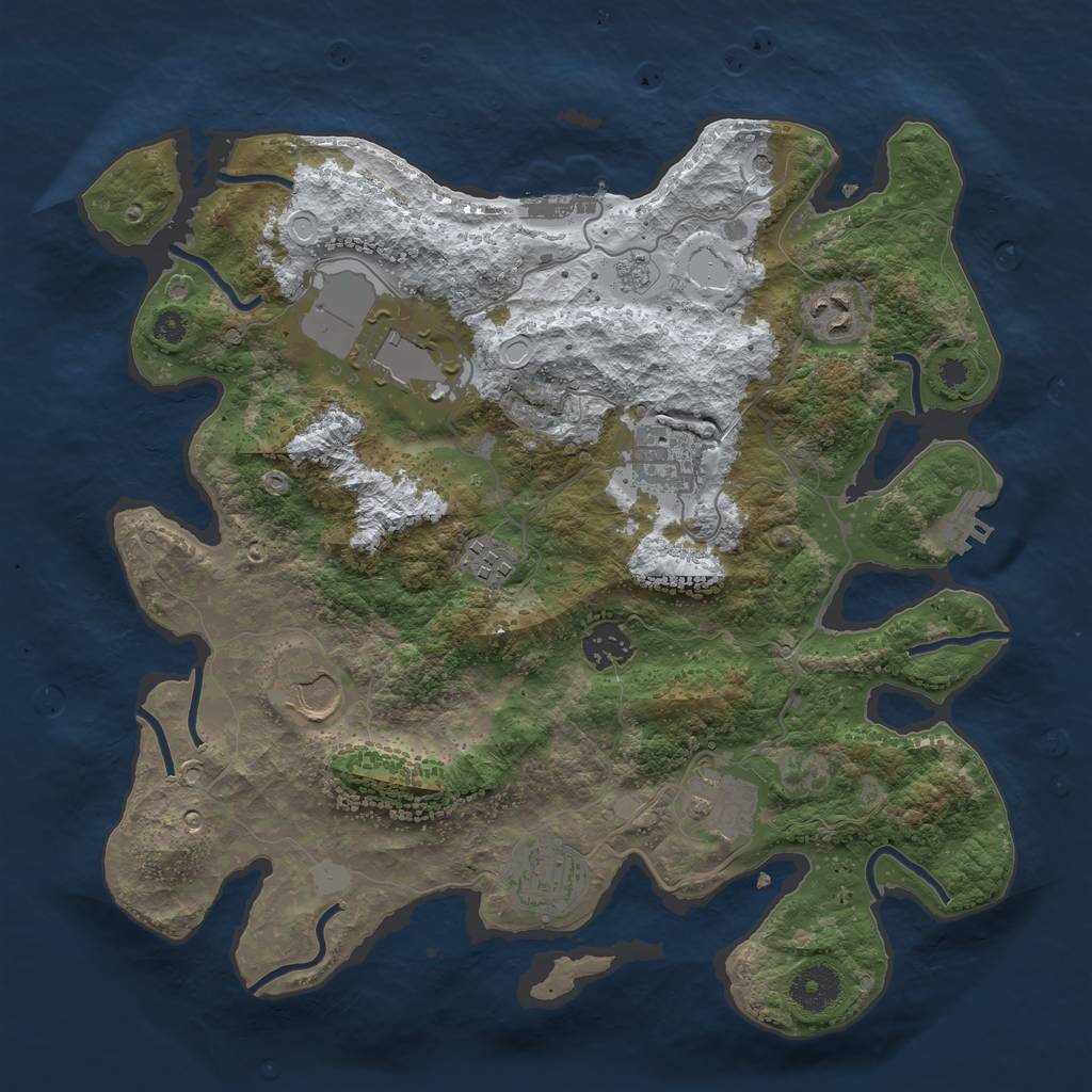 Rust Map: Procedural Map, Size: 3500, Seed: 3681, 17 Monuments