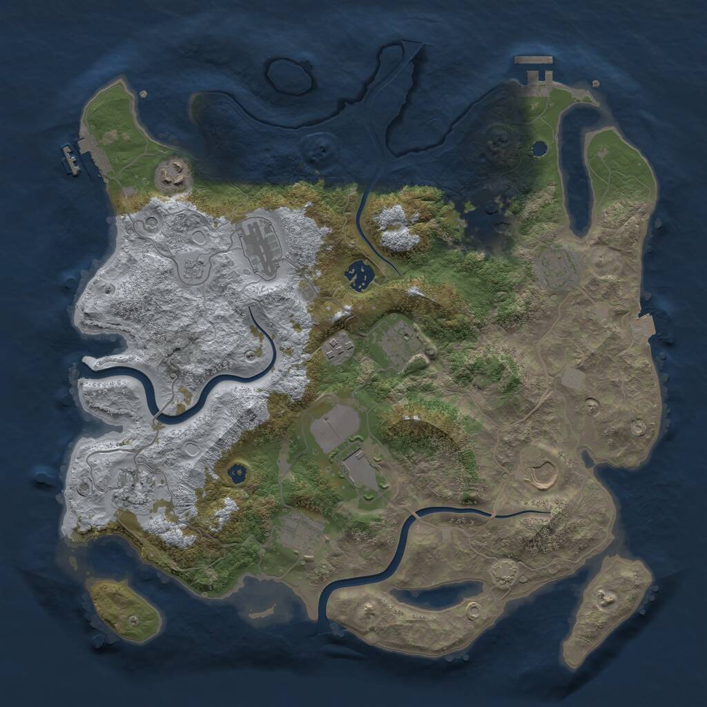 Rust Map: Procedural Map, Size: 3750, Seed: 2134935191, 17 Monuments