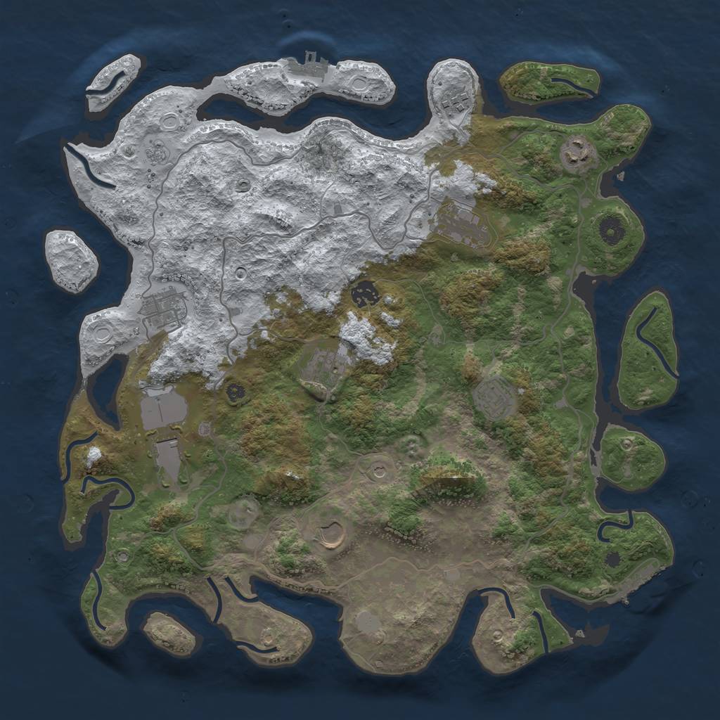 Rust Map: Procedural Map, Size: 4000, Seed: 246445300, 18 Monuments