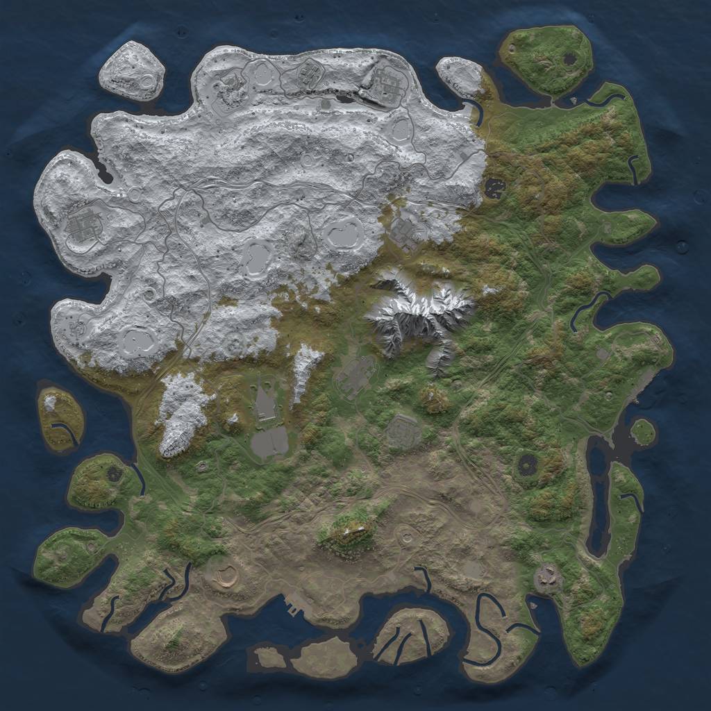 Rust Map: Procedural Map, Size: 5000, Seed: 2045659622, 20 Monuments