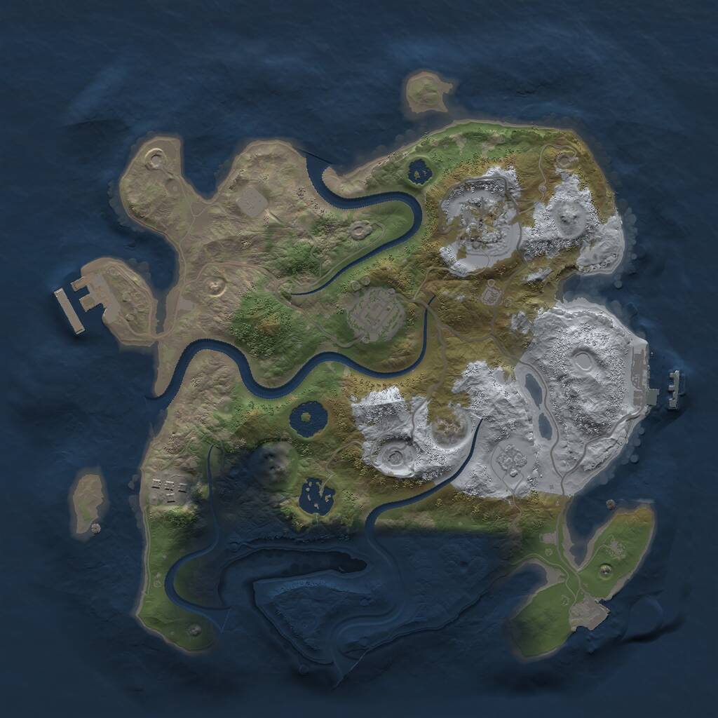 Rust Map: Procedural Map, Size: 3000, Seed: 1254, 9 Monuments