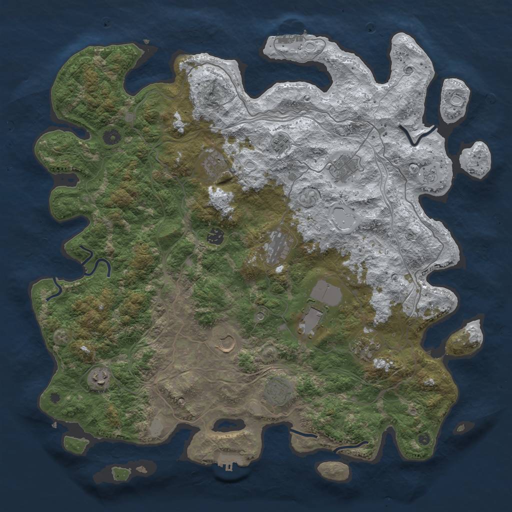 Rust Map: Procedural Map, Size: 4500, Seed: 1131143360, 19 Monuments