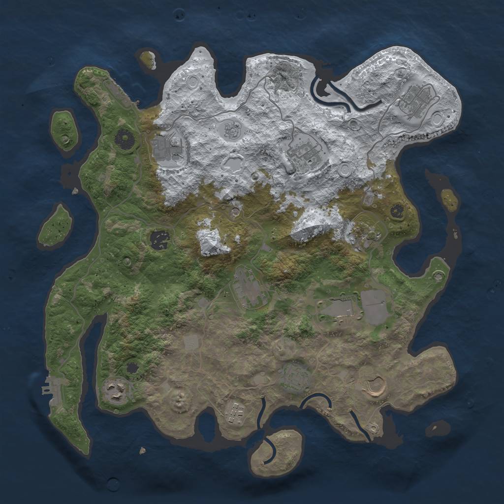 Rust Map: Procedural Map, Size: 3750, Seed: 764313704, 20 Monuments