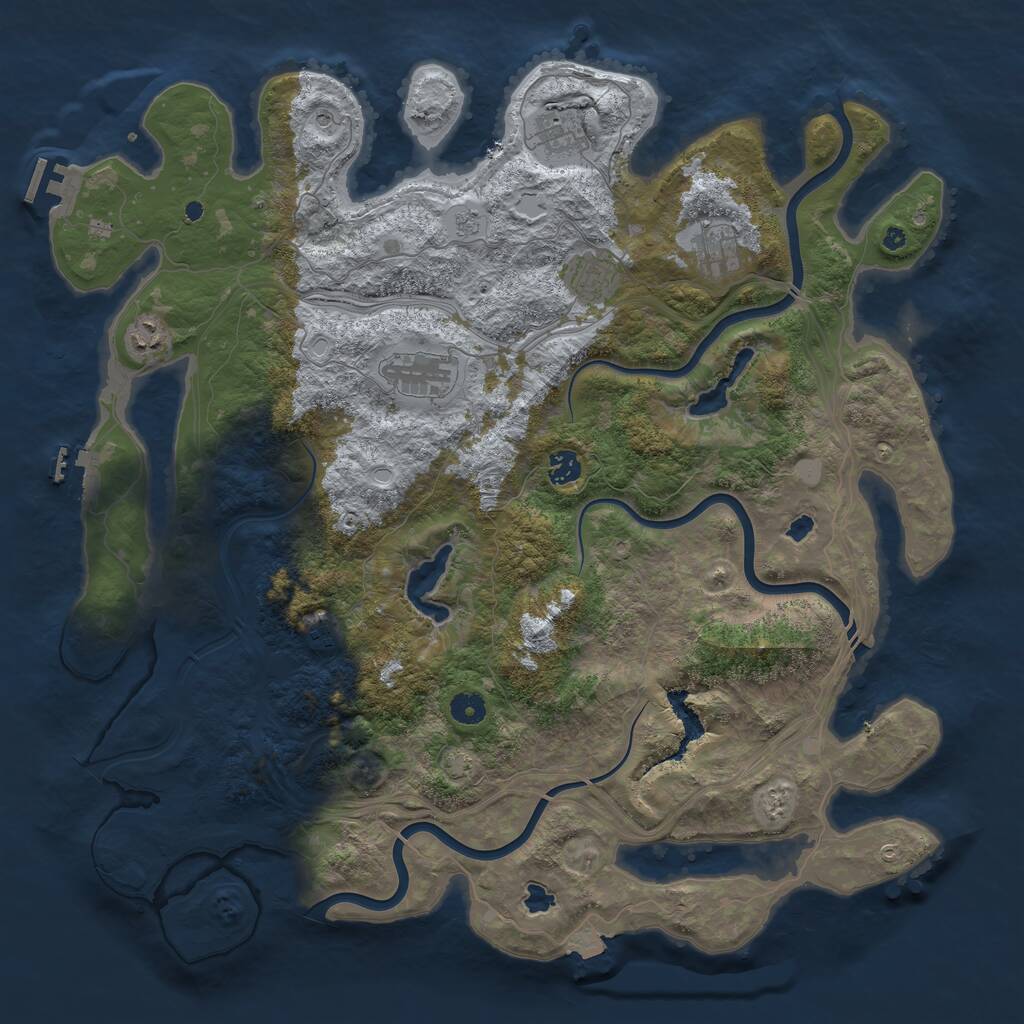 Rust Map: Procedural Map, Size: 4500, Seed: 1689978790, 13 Monuments