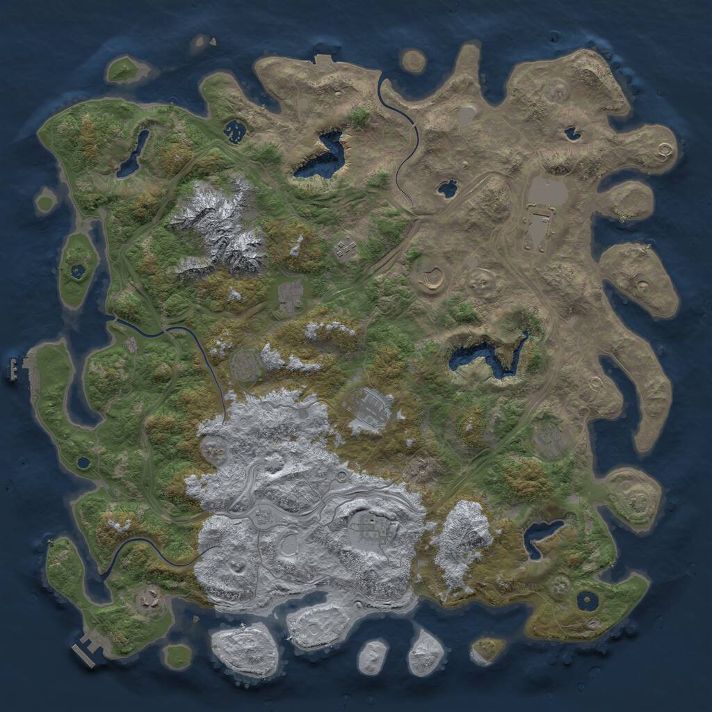 Rust Map: Procedural Map, Size: 5000, Seed: 894853365, 16 Monuments