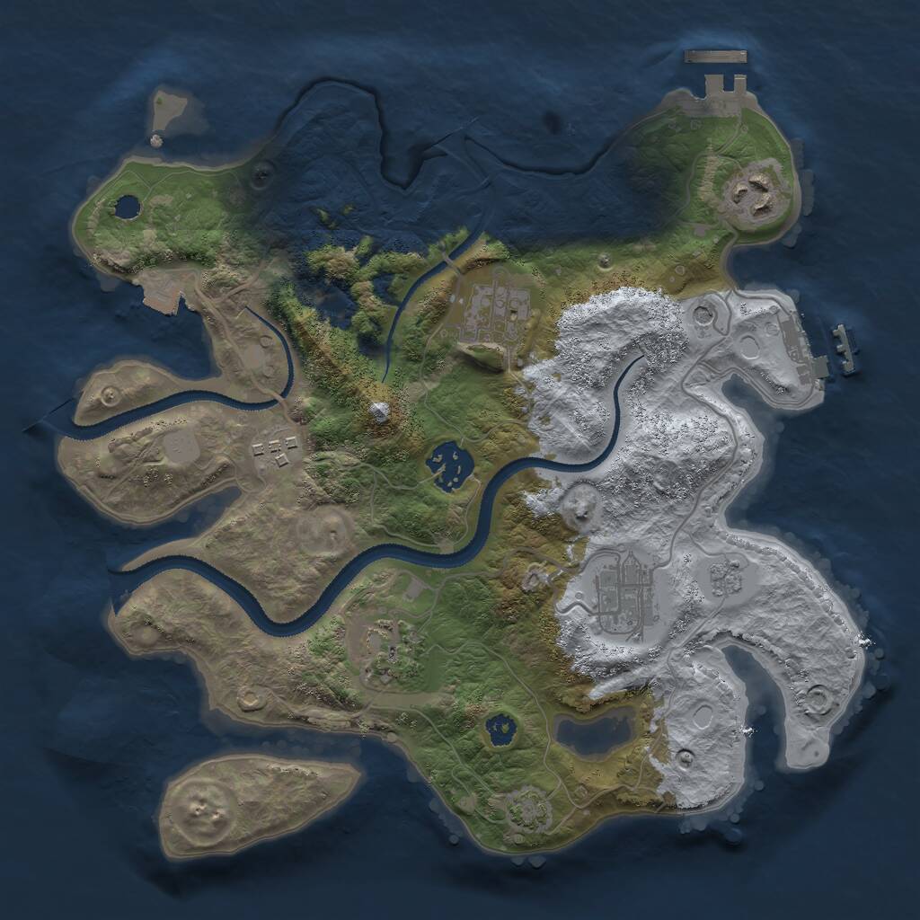 Rust Map: Procedural Map, Size: 3000, Seed: 435576879, 12 Monuments