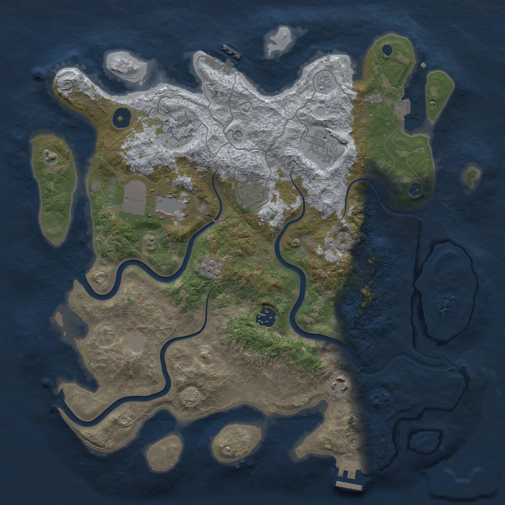 Rust Map: Procedural Map, Size: 3900, Seed: 870025, 13 Monuments