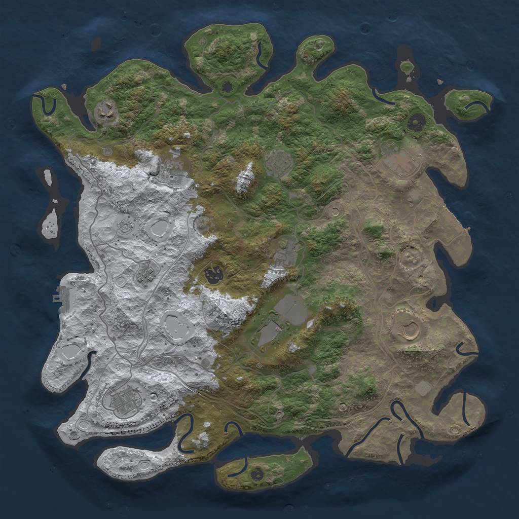 Rust Map: Procedural Map, Size: 4250, Seed: 1100533894, 19 Monuments