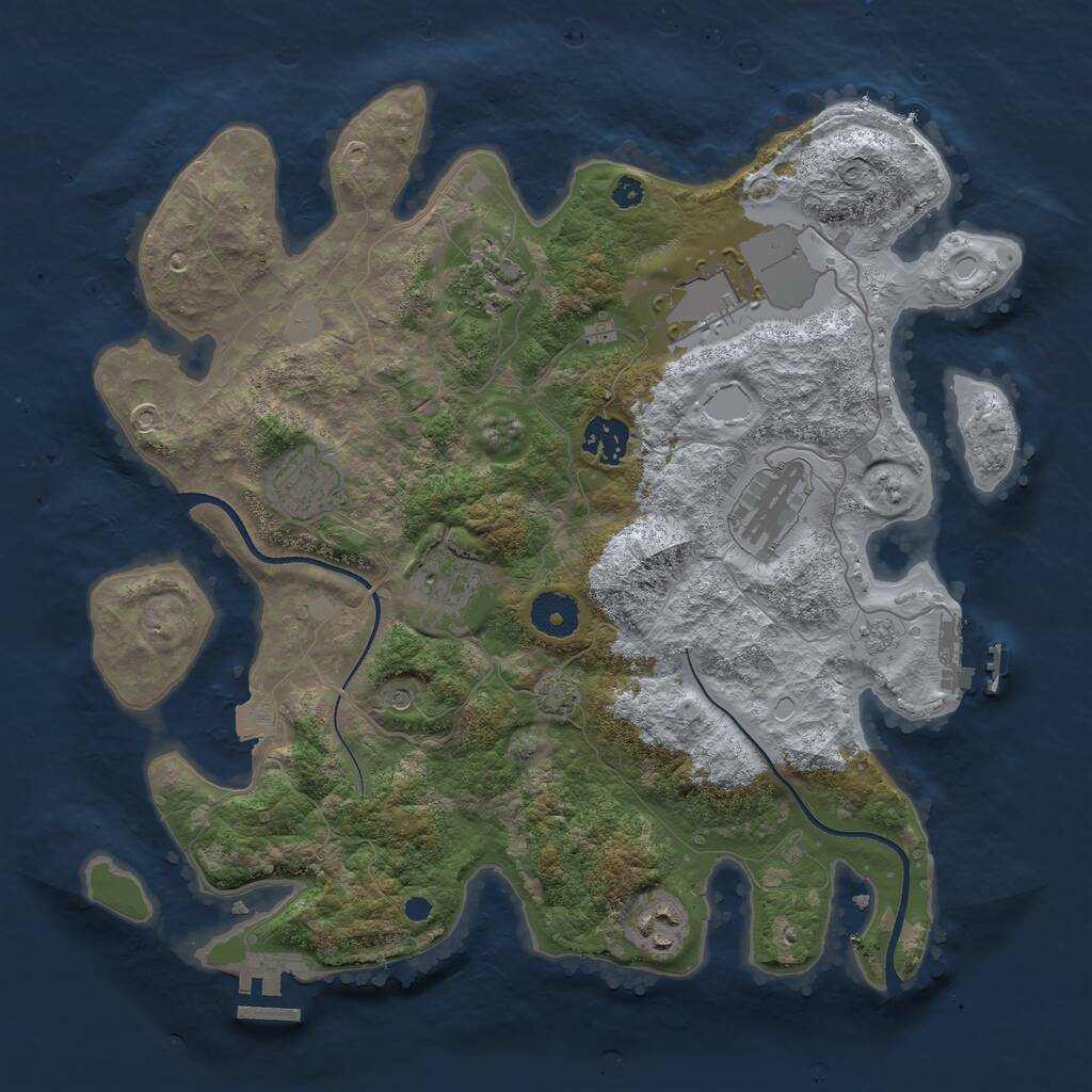 Rust Map: Procedural Map, Size: 3500, Seed: 735431626, 13 Monuments