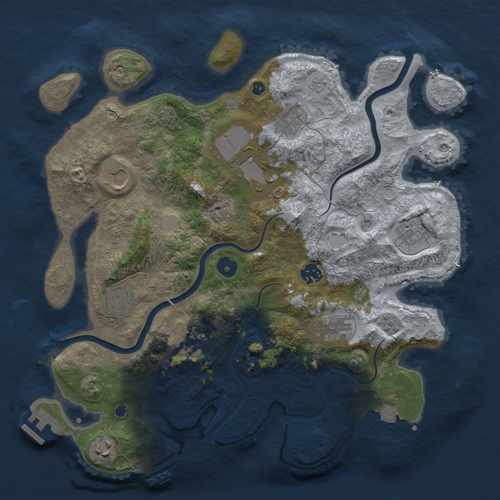 Rust Map: Procedural Map, Size: 3750, Seed: 1398755501, 16 Monuments