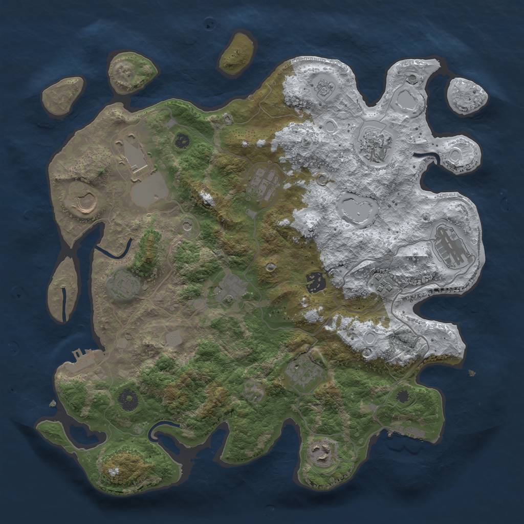 Rust Map: Procedural Map, Size: 3750, Seed: 1398755501, 20 Monuments