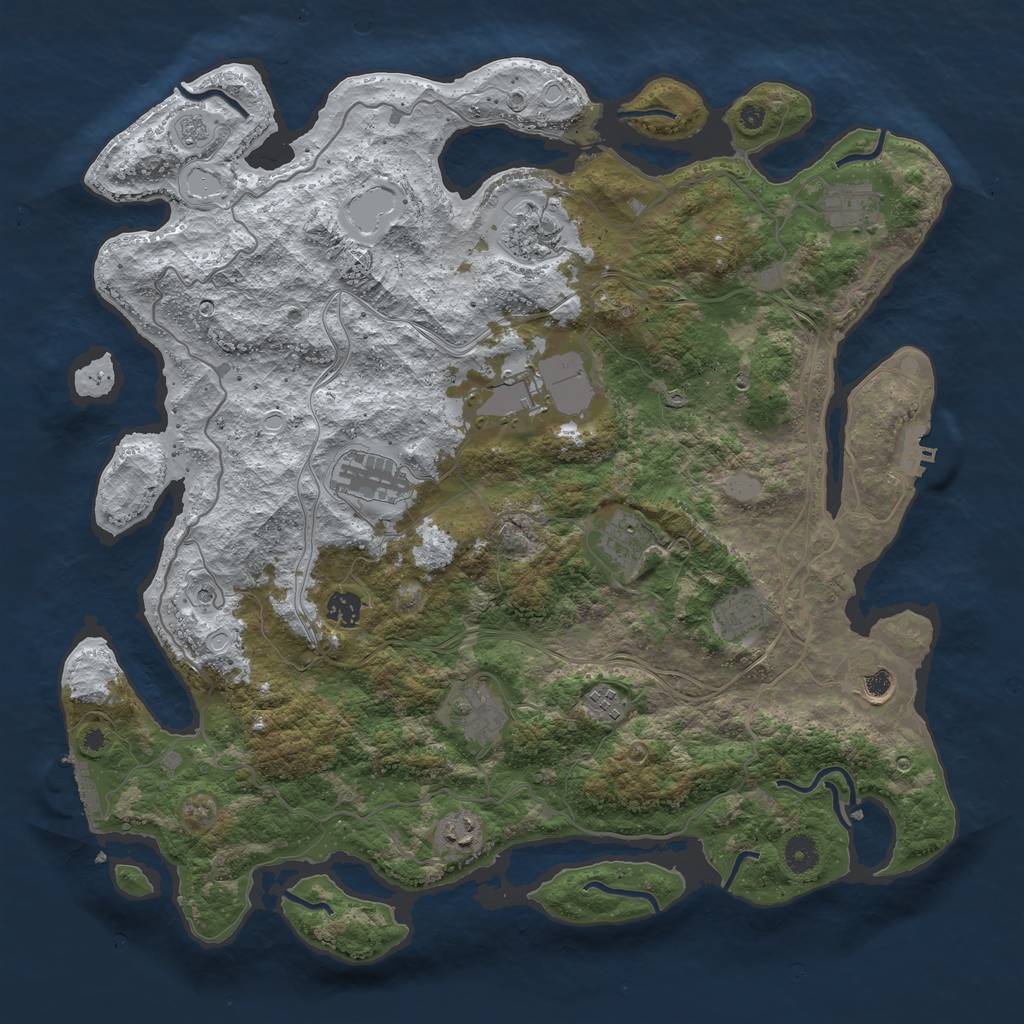 Rust Map: Procedural Map, Size: 4300, Seed: 55, 20 Monuments