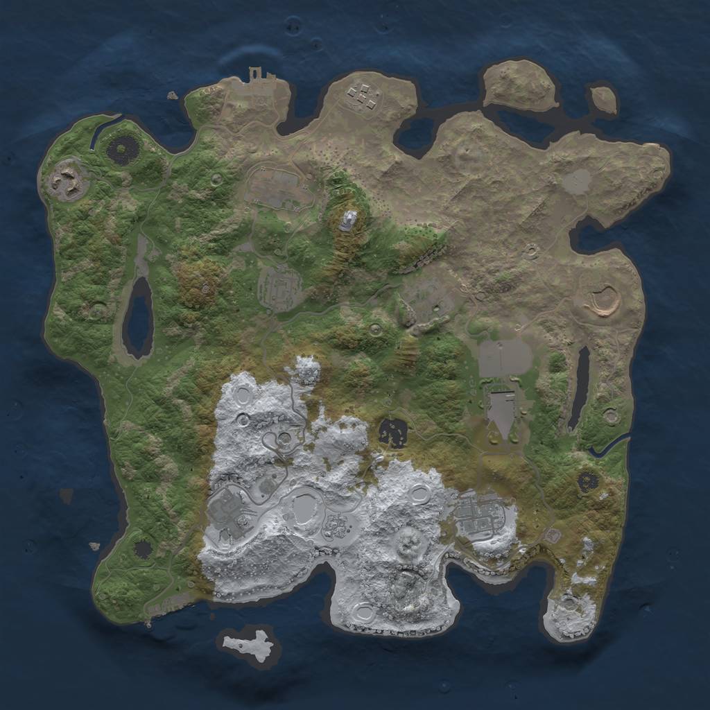 Rust Map: Procedural Map, Size: 3500, Seed: 1005734126, 19 Monuments