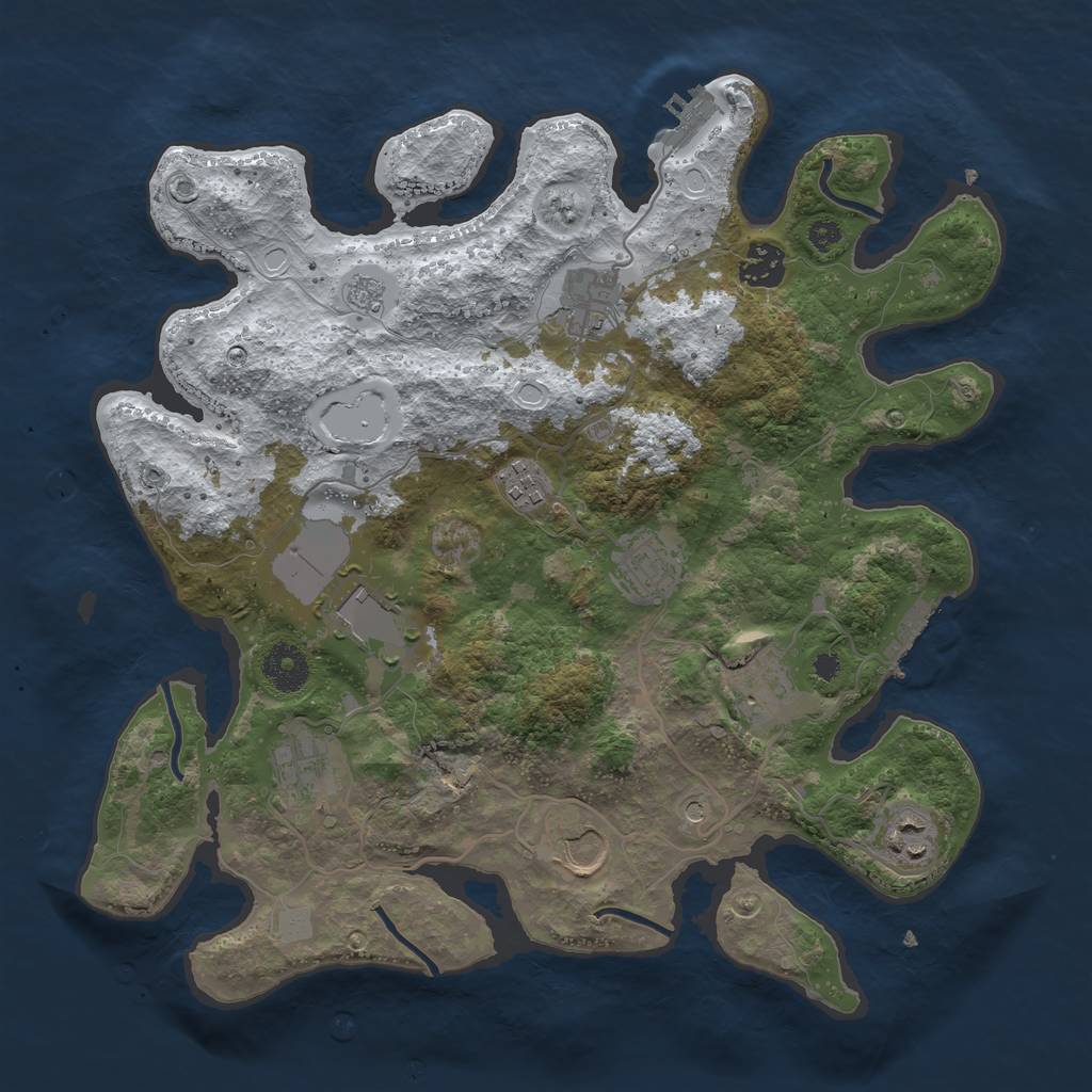 Rust Map: Procedural Map, Size: 3500, Seed: 551141993, 18 Monuments