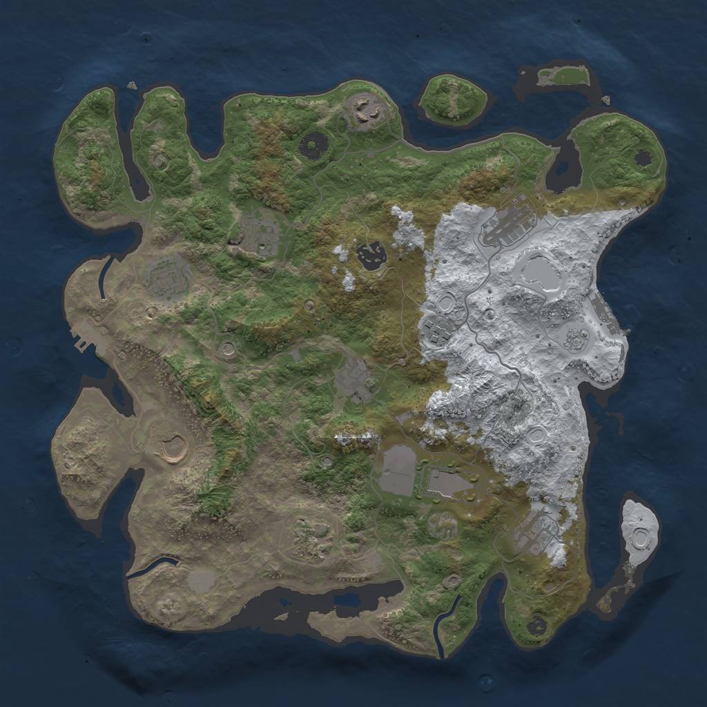 Rust Map: Procedural Map, Size: 3750, Seed: 295041378, 20 Monuments